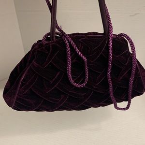 Small Purple Lattice Velvet Dressy Bag- Like New